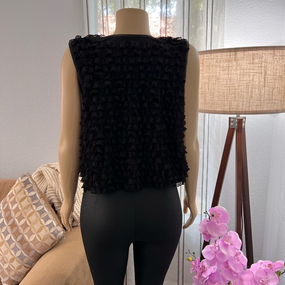 Vintage Rodebjer Black Ruffle Open Front Cardigan Size S Small - Picture 7 of 8